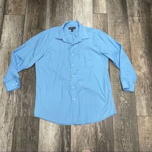 Bill Robinson Blue Button Down Long Sleeve Dress Shirt Large
